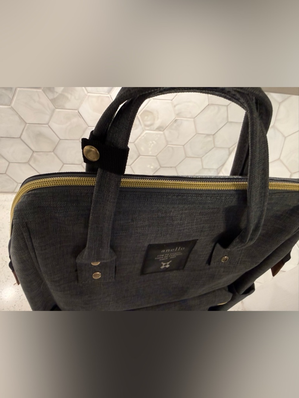 Authentic Anello Classic "Kuchigane" Backpack – Heather Grey NWT Wide Opening - Picture 9 of 11